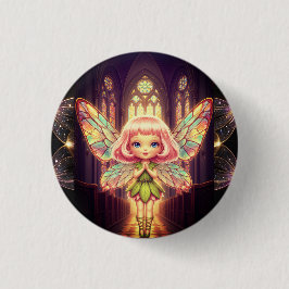 Fairies, stained glass, cathedrals, fantasy,Prayer 缶バッジ