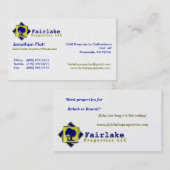Fairlakeの特性: プロフェッショナル 名刺 (正面/裏面)