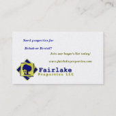 Fairlakeの特性: プロフェッショナル 名刺 (裏面)