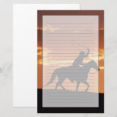 Fairplayの近くの馬上のカウボーイのシルエット、 便箋 (正面/裏面)