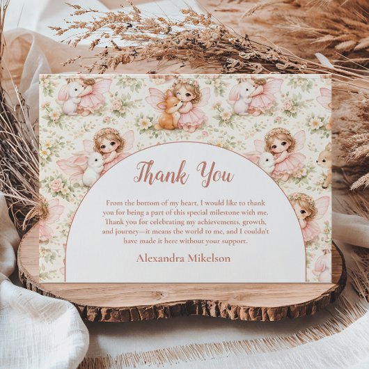 Fairy 1st Birthday Enchanted Garden サンキューカード