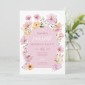 Fairy 1st Birthday Fairy Party Pink Peach Girl 招待状 (スタンド正面)