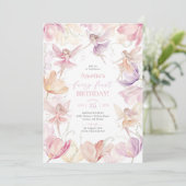 Fairy 1st Birthday Fairy Party Pink Peach Purple 招待状 (スタンド正面)