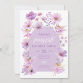 Fairy 1st Birthday Fairy Purple Girls Party 招待状 (正面)