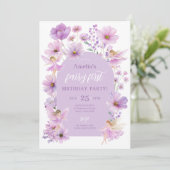 Fairy 1st Birthday Fairy Purple Girls Party 招待状 (スタンド正面)