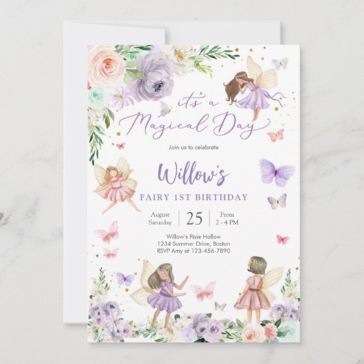 Fairy 1st Birthday Invitation 招待状 (正面)