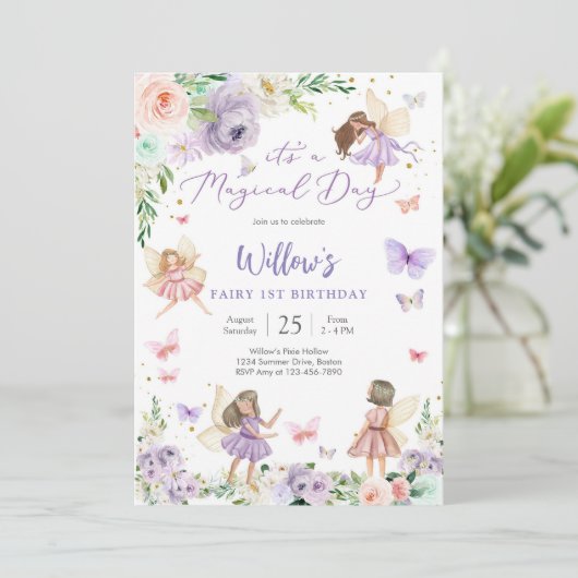 Fairy 1st Birthday Invitation 招待状 (スタンド正面)