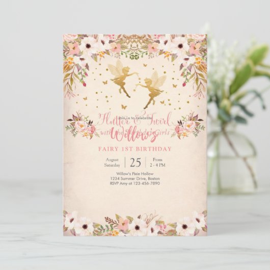 Fairy 1st Birthday Invitation 招待状 (スタンド正面)