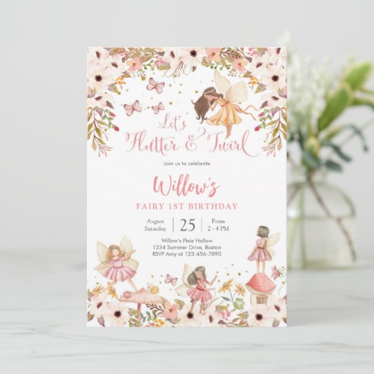 Fairy 1st Birthday Party Invitation 招待状 (スタンド正面)