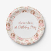 Fairy 1st Birthday Whimsical Garden ペーパープレート (正面)