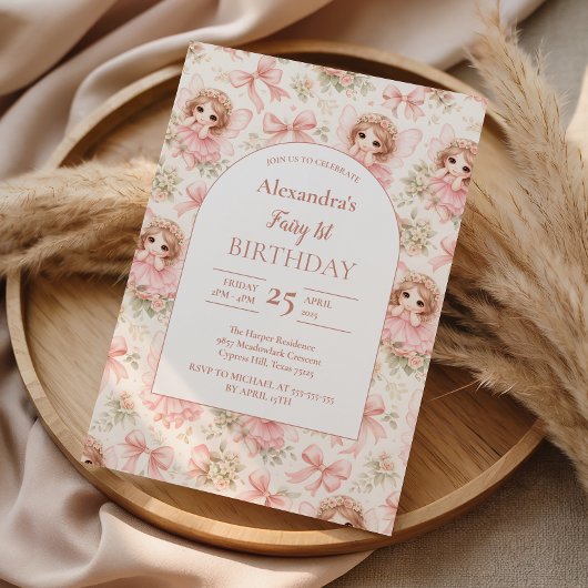 Fairy 1st Birthday Whimsical Garden 招待状