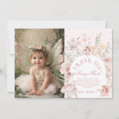 Fairy 1st Birthday Whimsical Photo Thank you Card 招待状 (正面)