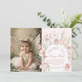 Fairy 1st Birthday Whimsical Photo Thank you Card 招待状 (スタンド正面)