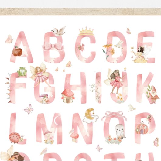 Fairy Alphabet ABC Poster Kids Room Decor ポスター