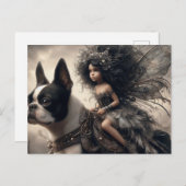 Fairy and a Boston Terrier ポストカード (正面/裏面)