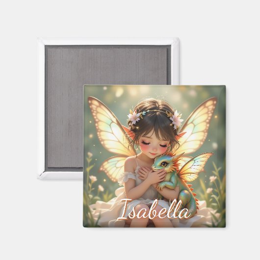 Fairy and Dragon | Chibi Anime Fairy Tale マグネット (正面/裏面)