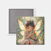 Fairy and Dragon | Chibi Anime Fairy Tale マグネット (正面/裏面)