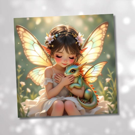 Fairy and Dragon Ethereal Girl's Color Me Birthday カード