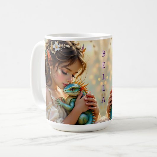 Fairy and Dragon Mystical Personalized コーヒーマグカップ (正面左)
