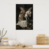 Fairy And Pegasus Art Print, Dark Academia ポスター (キッチン)
