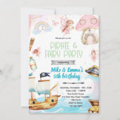 Fairy and Pirate birthday party invitation 招待状 (正面)