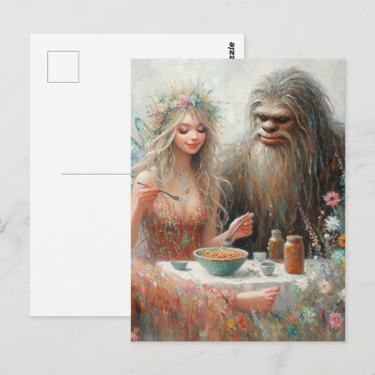Fairy and Sasquatch Spaghetti Picnic ポストカード (正面/裏面)