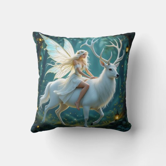 Fairy and White Deer Magical Forest クッション (裏面)