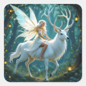 Fairy and White Deer Magical Forest スクエアシール (正面)