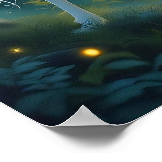 Fairy and White Deer Magical Forest ポスター (角)