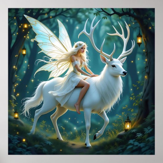 Fairy and White Deer Magical Forest ポスター (正面)