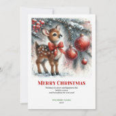 Fairy baby fawn snowy forest winter scene greeting シーズンカード (正面)
