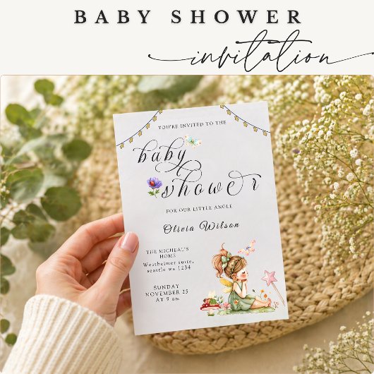  Fairy Baby Shower Invitation Girl 招待状