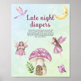 Fairy baby shower Late night diapers game ポスター