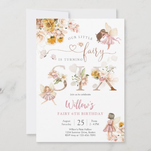 Fairy Birthday Invitation Girl 招待状 (正面)