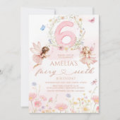 Fairy Birthday Invitation Girl, Fairy 6th Birthday 招待状 (正面)