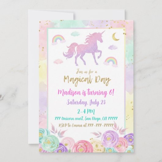 Fairy Birthday Invitation Whimsical Magical Party 招待状 (正面)