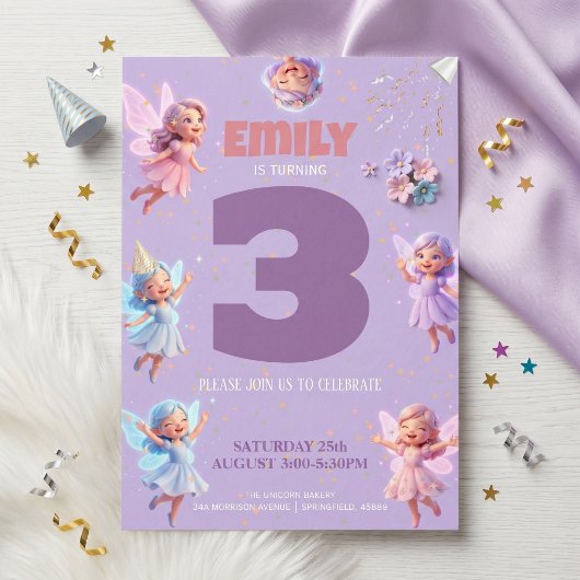 Fairy Birthday Party for Girls 招待状