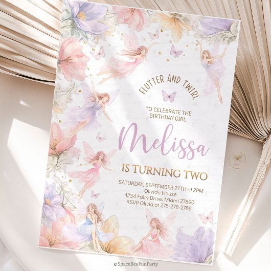 Fairy Birthday Wildflower Butterflies 招待状