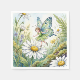 Fairy Butterfly In a Daisy Garden スタンダードカクテルナプキン