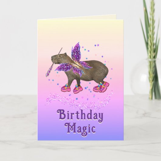 Fairy Capybara Birthday Magic カード (正面)