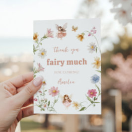 Fairy Colorful Widflower Girl 1st Birthday サンキューカード