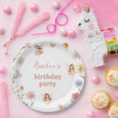 Fairy Colorful Widflower Girls 1st Birthday ペーパープレート (パーティー)
