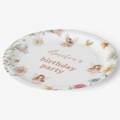 Fairy Colorful Widflower Girls 1st Birthday ペーパープレート (アングル)