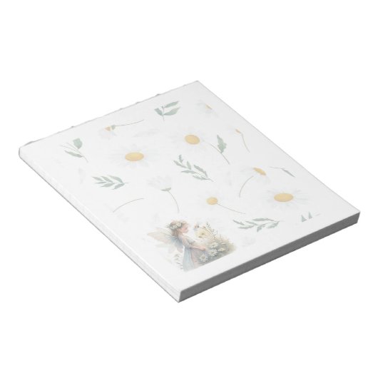Fairy Daisy Notepad – Whimsical Floral Stationery ノートパッド (アングル)