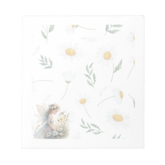 Fairy Daisy Notepad – Whimsical Floral Stationery ノートパッド (正面)