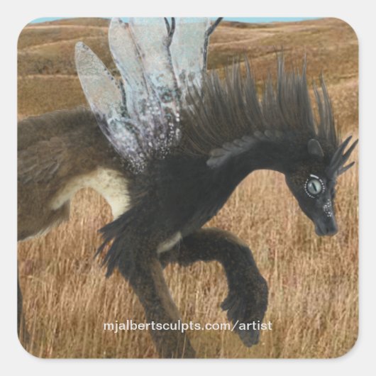 Fairy Deer Dragon Fantasy Creature - Stickers スクエアシール (正面)