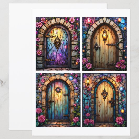 Fairy door scenes ephemera card cutouts (正面/裏面)
