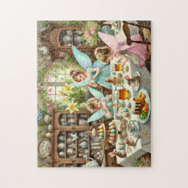Fairy Easter Kitchen Whimsical Tea Party Scene ジグソーパズル