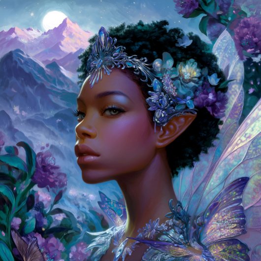 Fairy Elf Black Fantasy Art African American ポスター