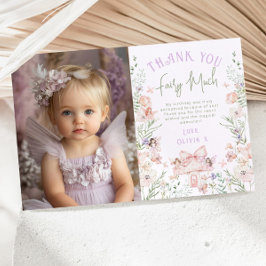 Fairy Enchanted Birthday Photo Thank you card 招待状